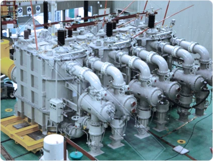 가스 절연 변압기(GIS) — 한국 효성중공업·HD현대일렉트릭이 미국 765kV 송전망에 공급하는 송전용 변압기 실물 사진